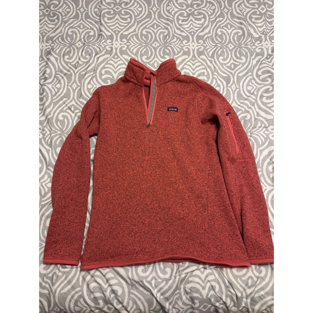 Patagonia Better Sweater Womens Small Red 1/4 Zip Fleece Knit Pullover Sz Large